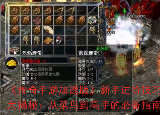 《传奇手游加速版》新手进阶技巧大揭秘:从菜鸟到高手的必备指南 《传奇手游加速版》新手进阶技巧大揭秘:从菜鸟到高手的必备指南