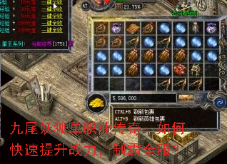 九尾妖狐单职业传奇:如何快速提升战力,制霸全服? 九尾妖狐单职业传奇:如何快速提升战力,制霸全服?