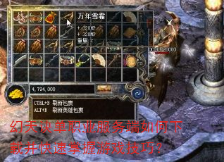 幻天诀单职业服务端如何下载并快速掌握游戏技巧? 幻天诀单职业服务端如何下载并快速掌握游戏技巧?