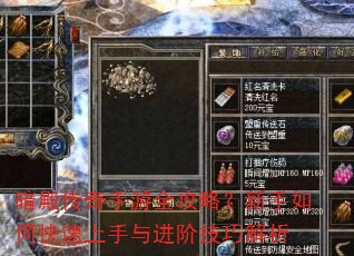 暗殿传奇手游全攻略?新手如何快速上手与进阶技巧解析 暗殿传奇手游全攻略?新手如何快速上手与进阶技巧解析