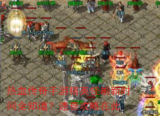 热血传奇手游精英怪刷新时间全知道?速查攻略在此 热血传奇手游精英怪刷新时间全知道?速查攻略在此