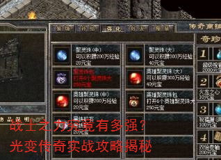 战士之力究竟有多强?光变传奇实战攻略揭秘 战士之力究竟有多强?光变传奇实战攻略揭秘